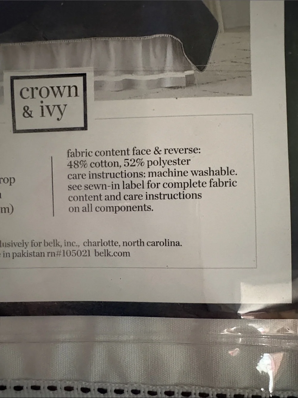 crown & ivy White Bedskirt with Navy Trim